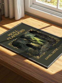 Moll Flanders Classic Book Art Print by Daniel Defoe – print on a sunlit desk