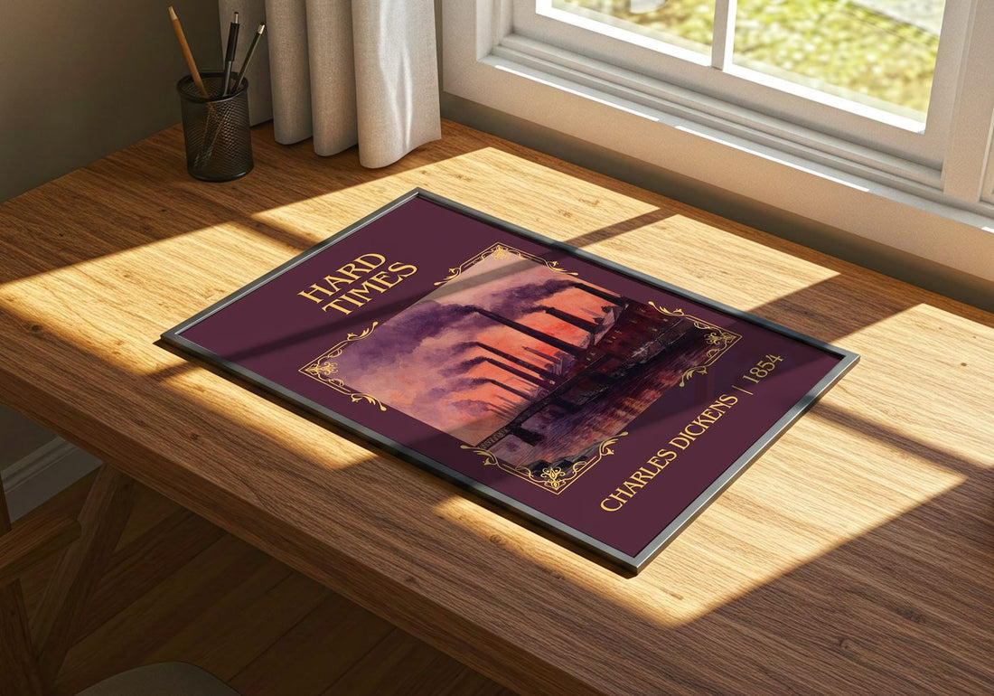 Hard Times Classic Book Art Print by Charles Dickens – print on a sunlit desk