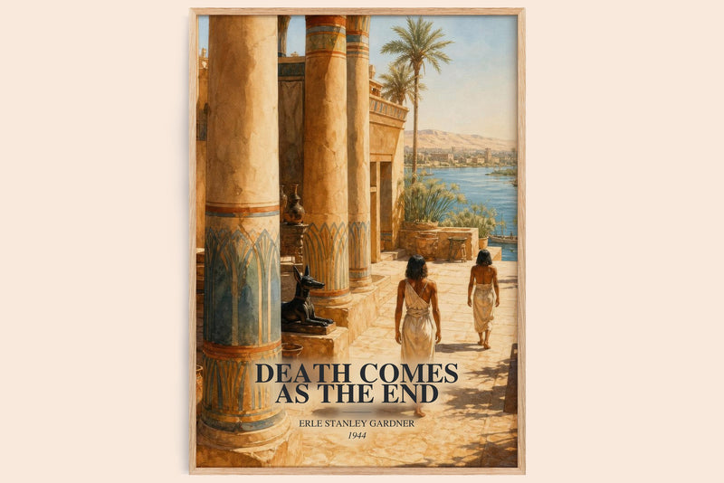 Death Comes As The End watercolour book poster by Erle Stanley Gardner – framed literary art print