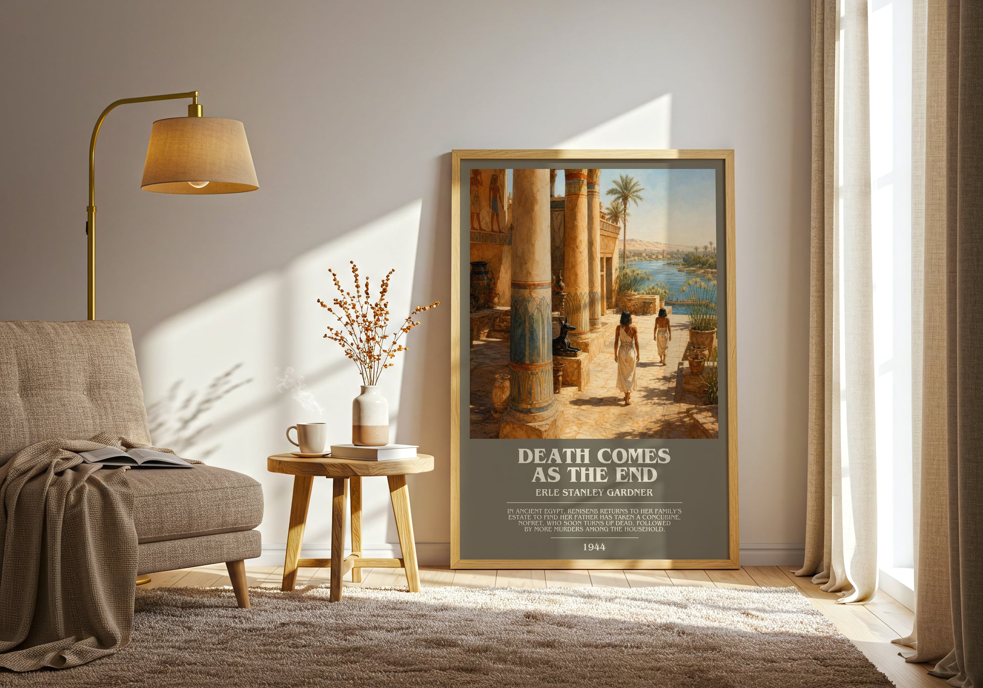 Death Comes As The End bookish print on bookshelf – Erle Stanley Gardner fan gift