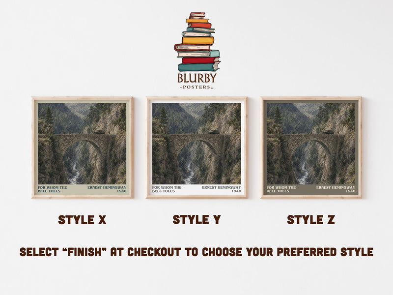For Whom The Bell Tolls literary print in frame leaning in hallway – historical fiction wall art