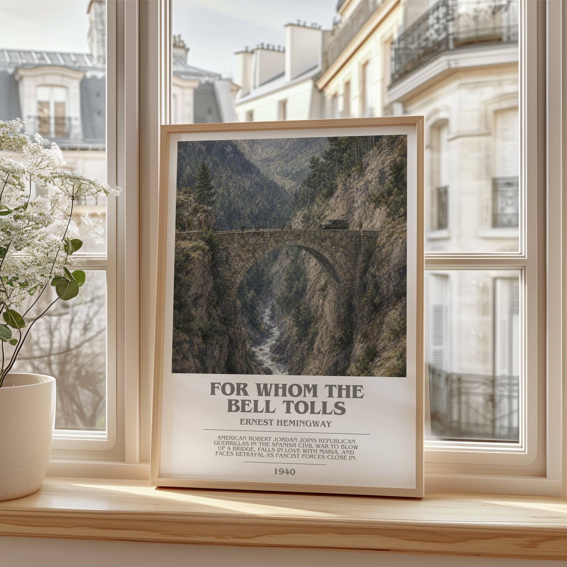 For Whom The Bell Tolls bookish poster colour and style options – Ernest Hemingway book art