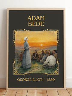 Adam Bede Classic Book Art Print by George Eliot – framed print leaning on a wooden floor