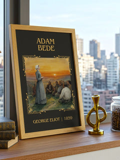 Adam Bede Classic Book Art Print by George Eliot – framed print on a city-view windowsill