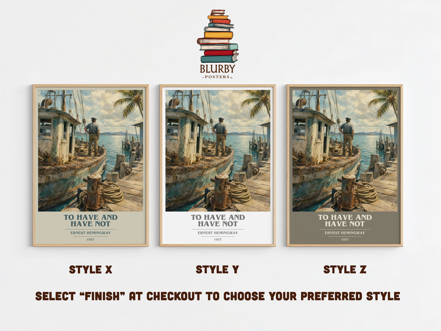To Have And Have Not book cover print in frame leaning in hallway – literary fiction wall art