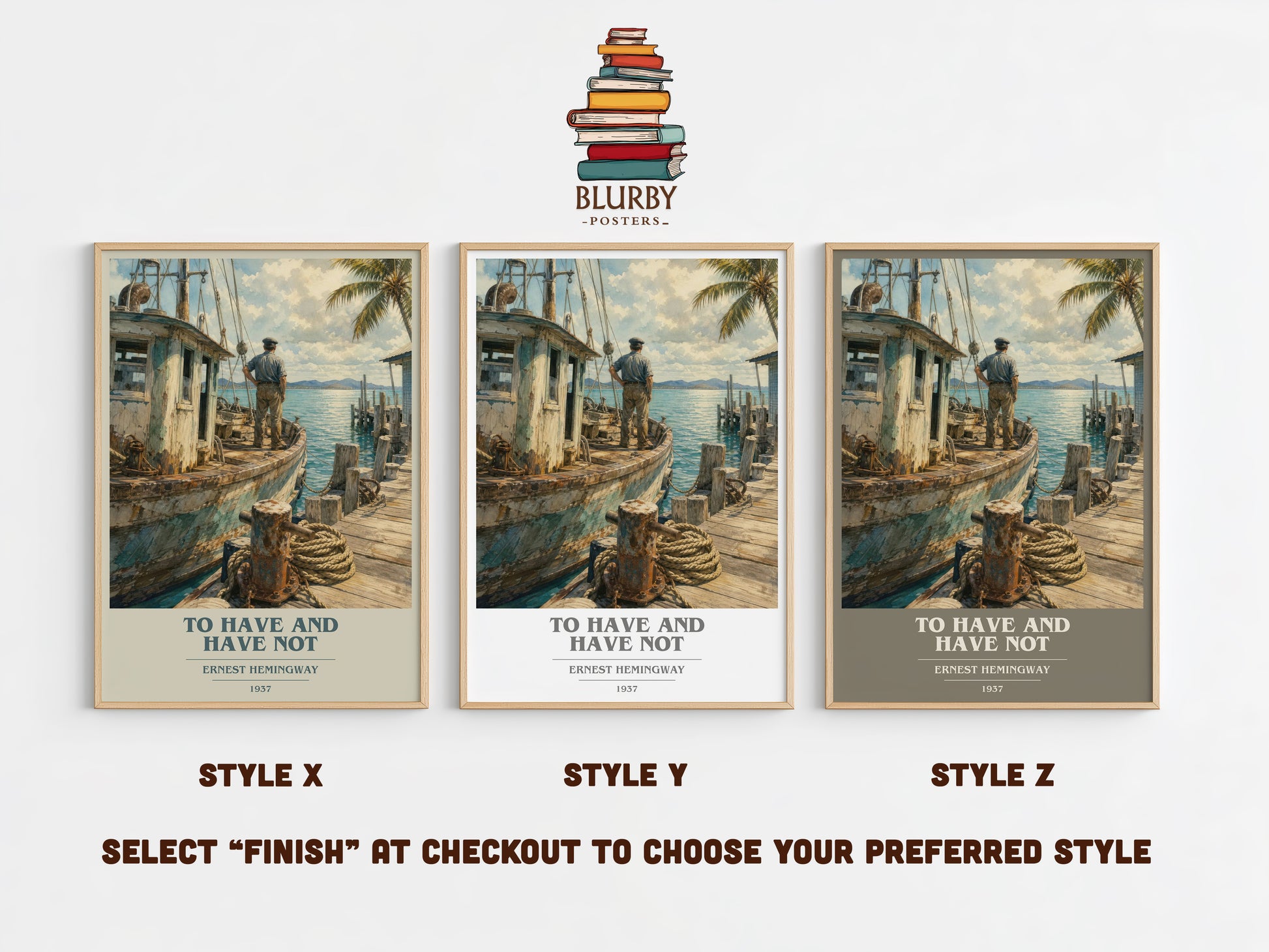 To Have And Have Not book cover print in frame leaning in hallway – literary fiction wall art
