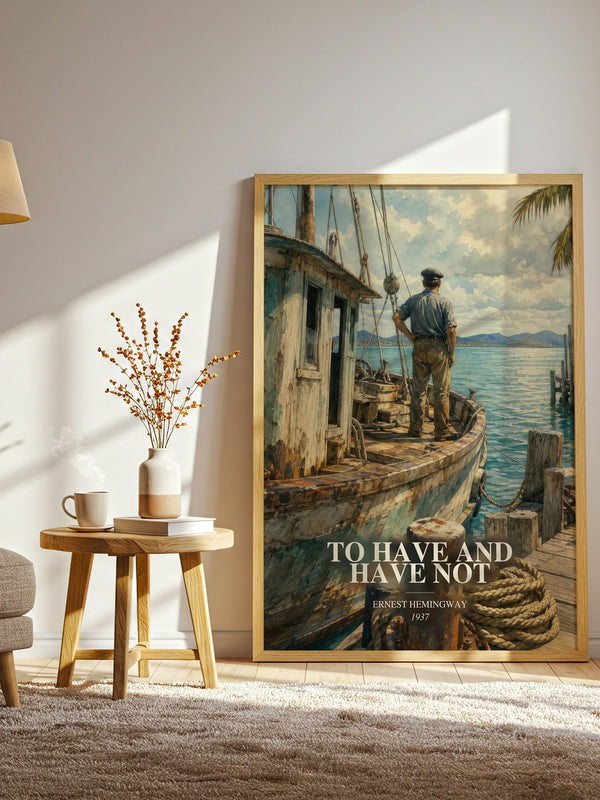 To Have And Have Not watercolour print in frame leaning in hallway – literary fiction wall art