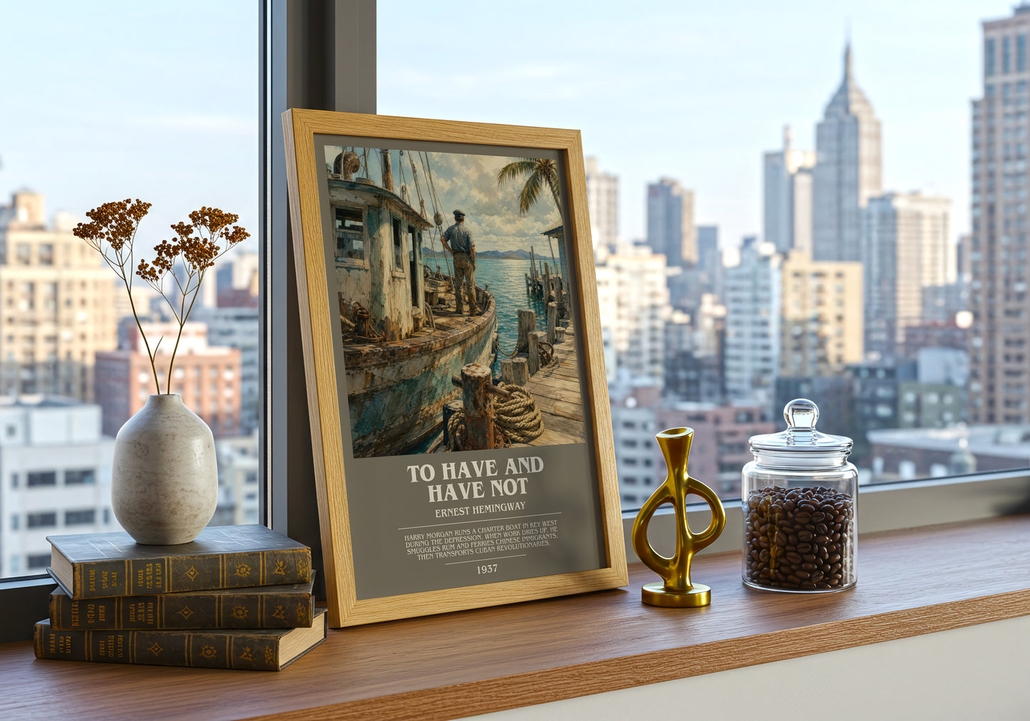 To Have And Have Not bookish print framed by window – literary home decor