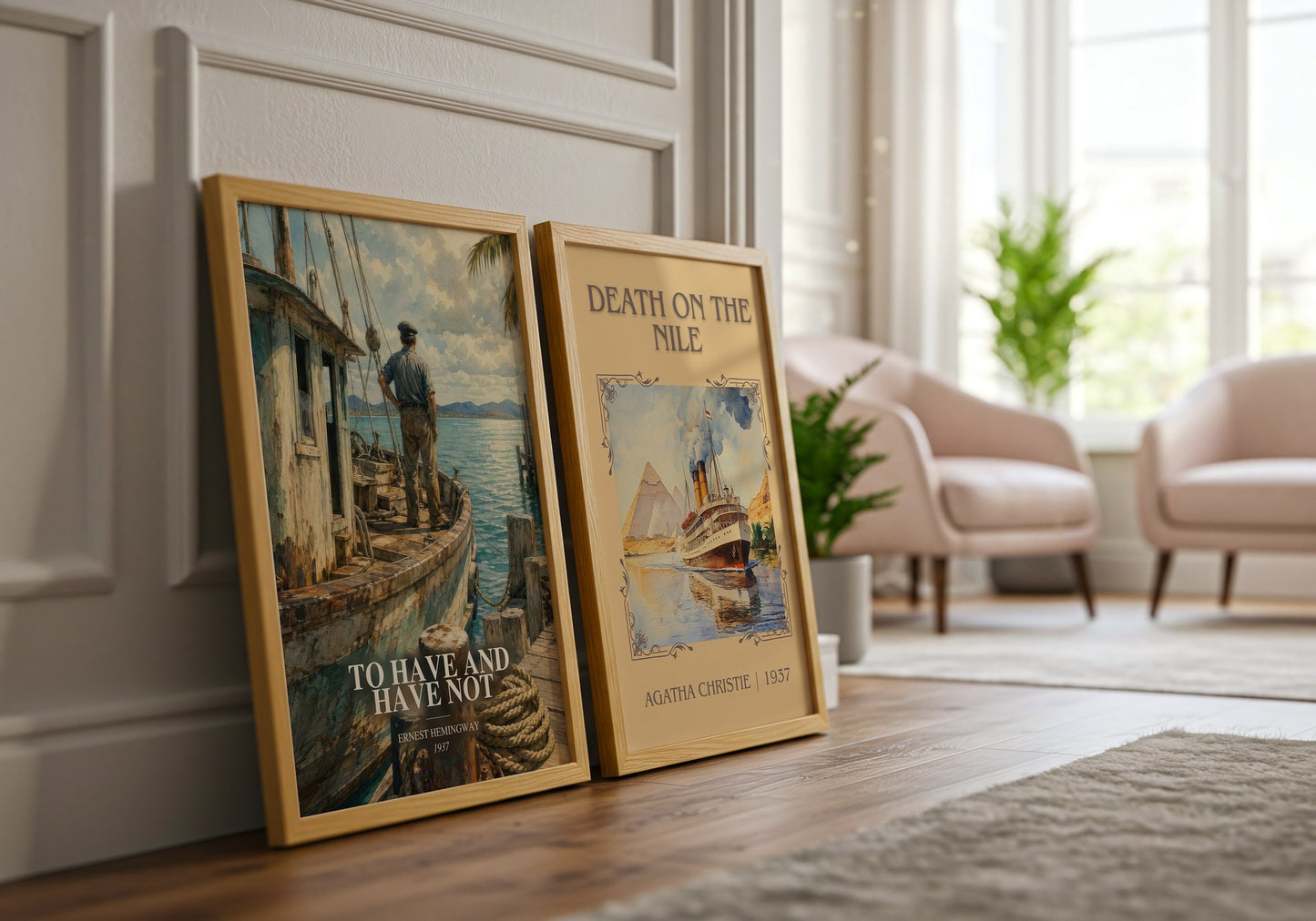 To Have And Have Not watercolour print framed by window – literary home decor