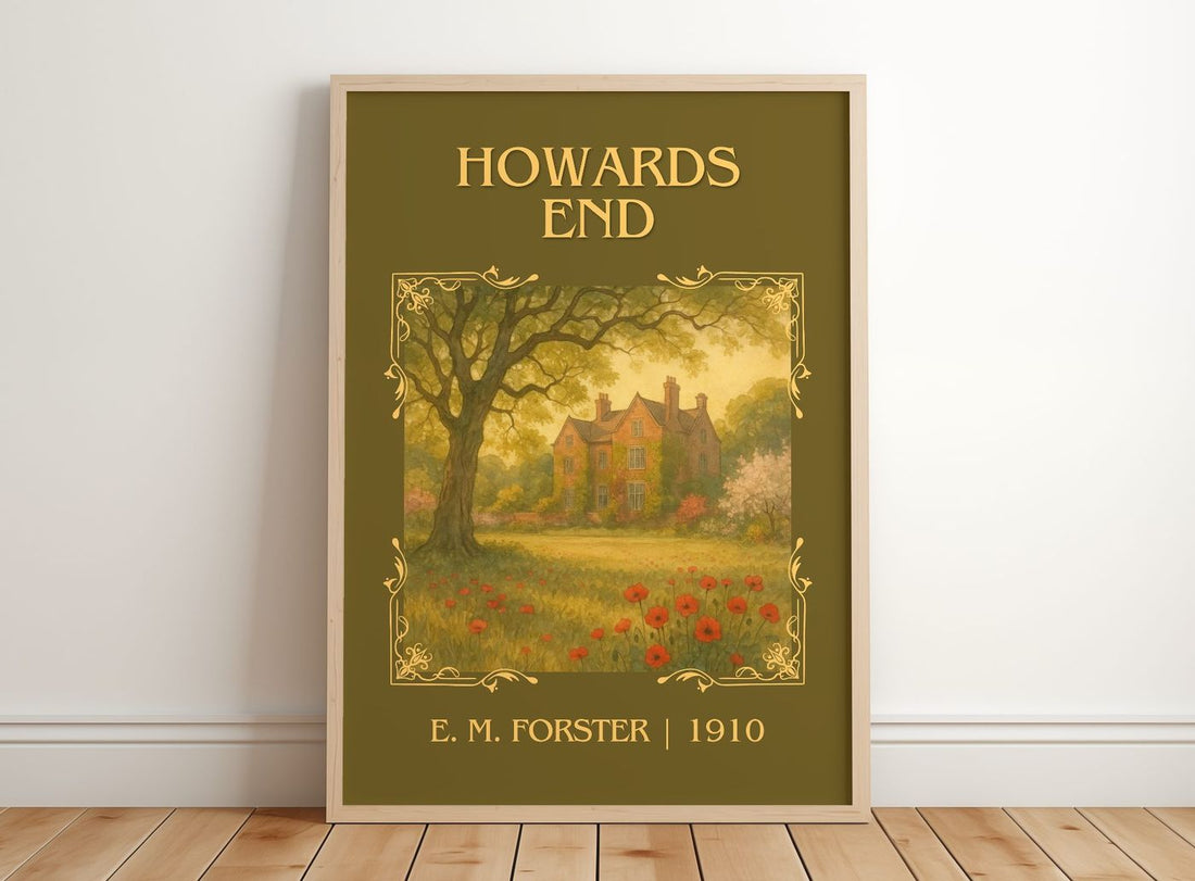 Howards End Classic Book Art Print by E. M. Forster – framed print leaning on a wooden floor