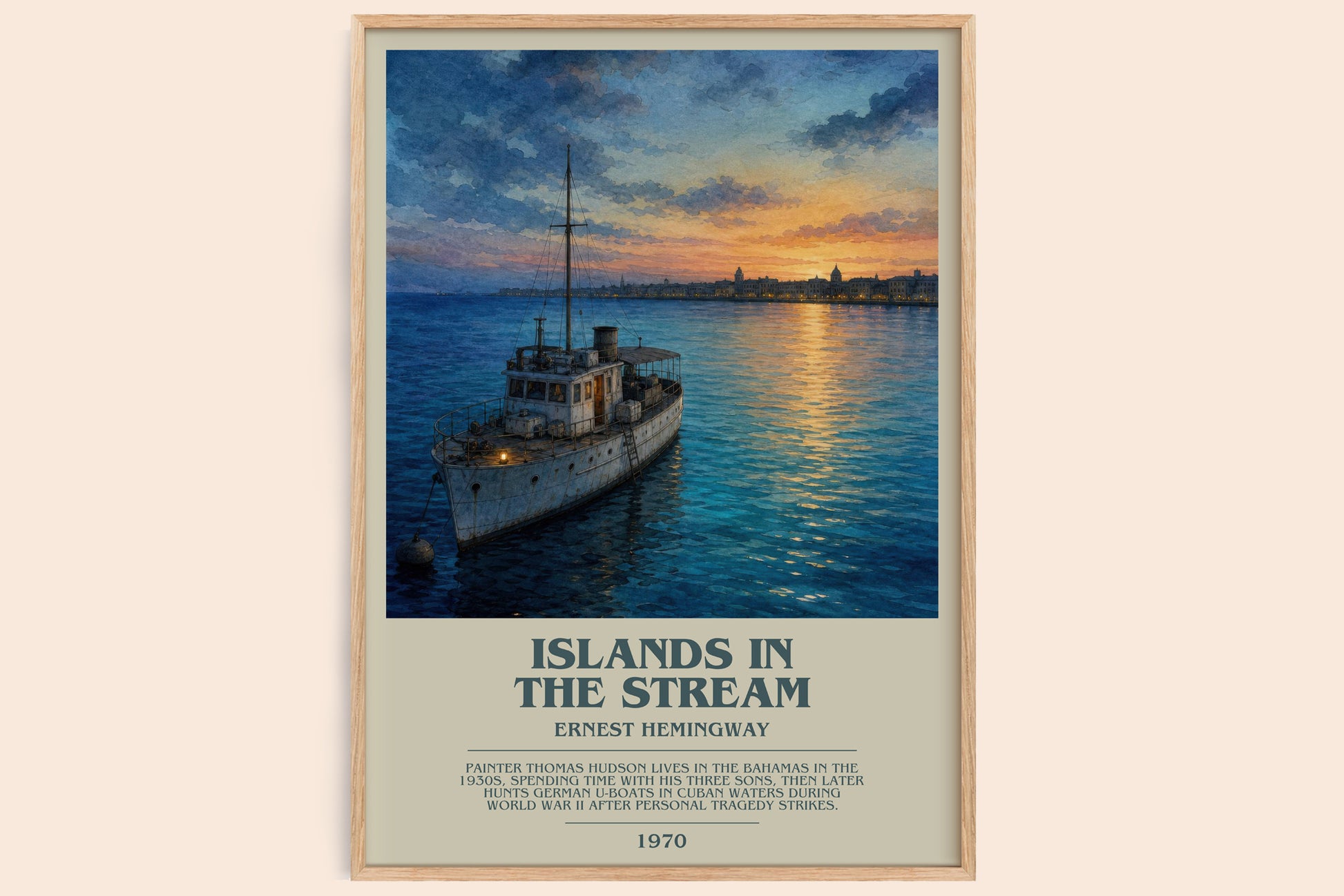 Islands In The Stream bookish book poster by Ernest Hemingway – framed literary art print