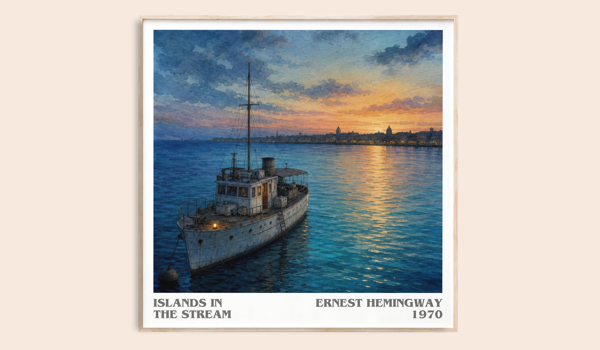 Islands In The Stream literary book poster by Ernest Hemingway – framed literary art print