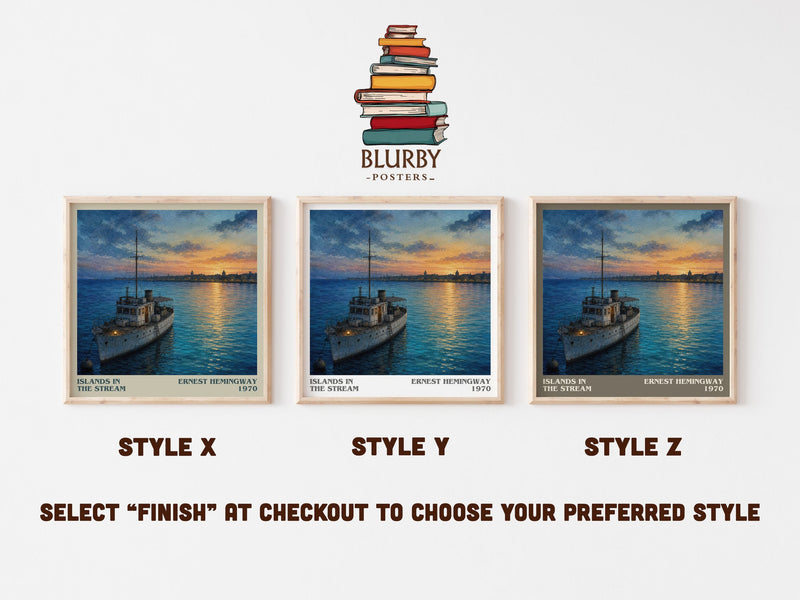 Islands In The Stream literary print in frame leaning in hallway – literary fiction wall art