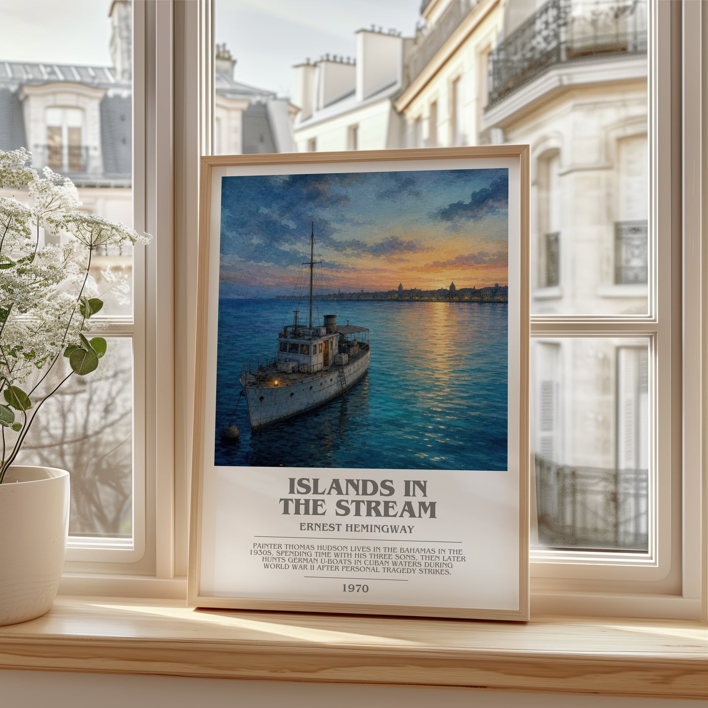 Islands In The Stream bookish poster colour and style options – Ernest Hemingway book art