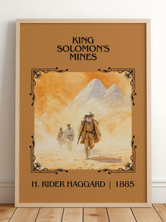 King Solomon'S Mines Classic Book Art Print by H. Rider Haggard – framed print leaning on a wooden floor