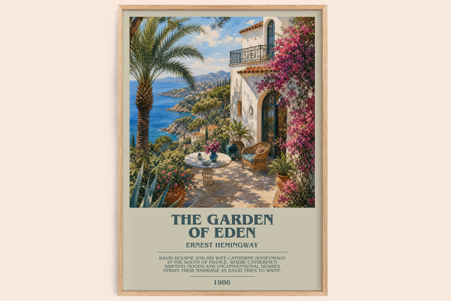 The Garden Of Eden bookish book poster by Ernest Hemingway – framed literary art print
