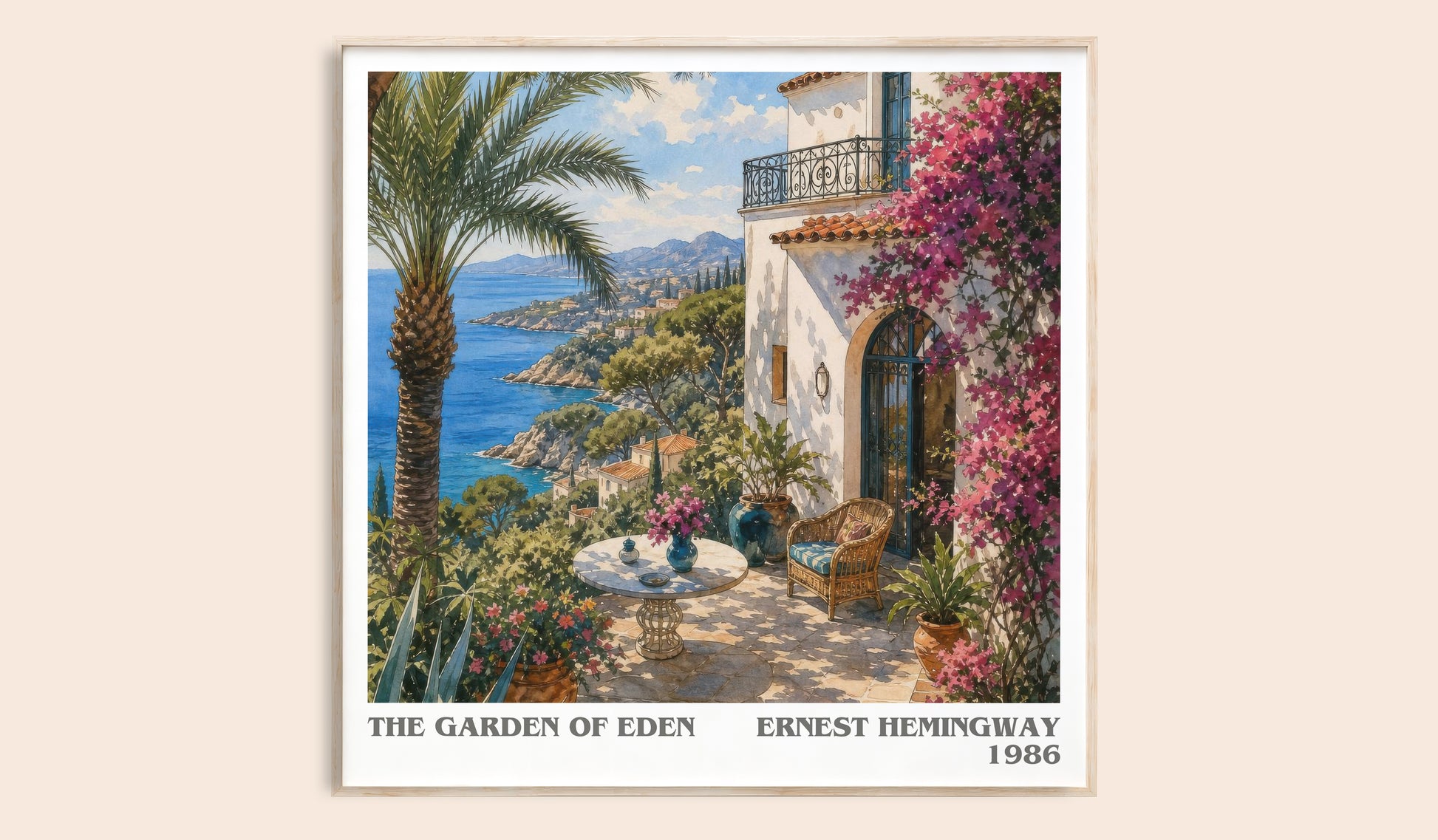 The Garden Of Eden literary book poster by Ernest Hemingway – framed literary art print