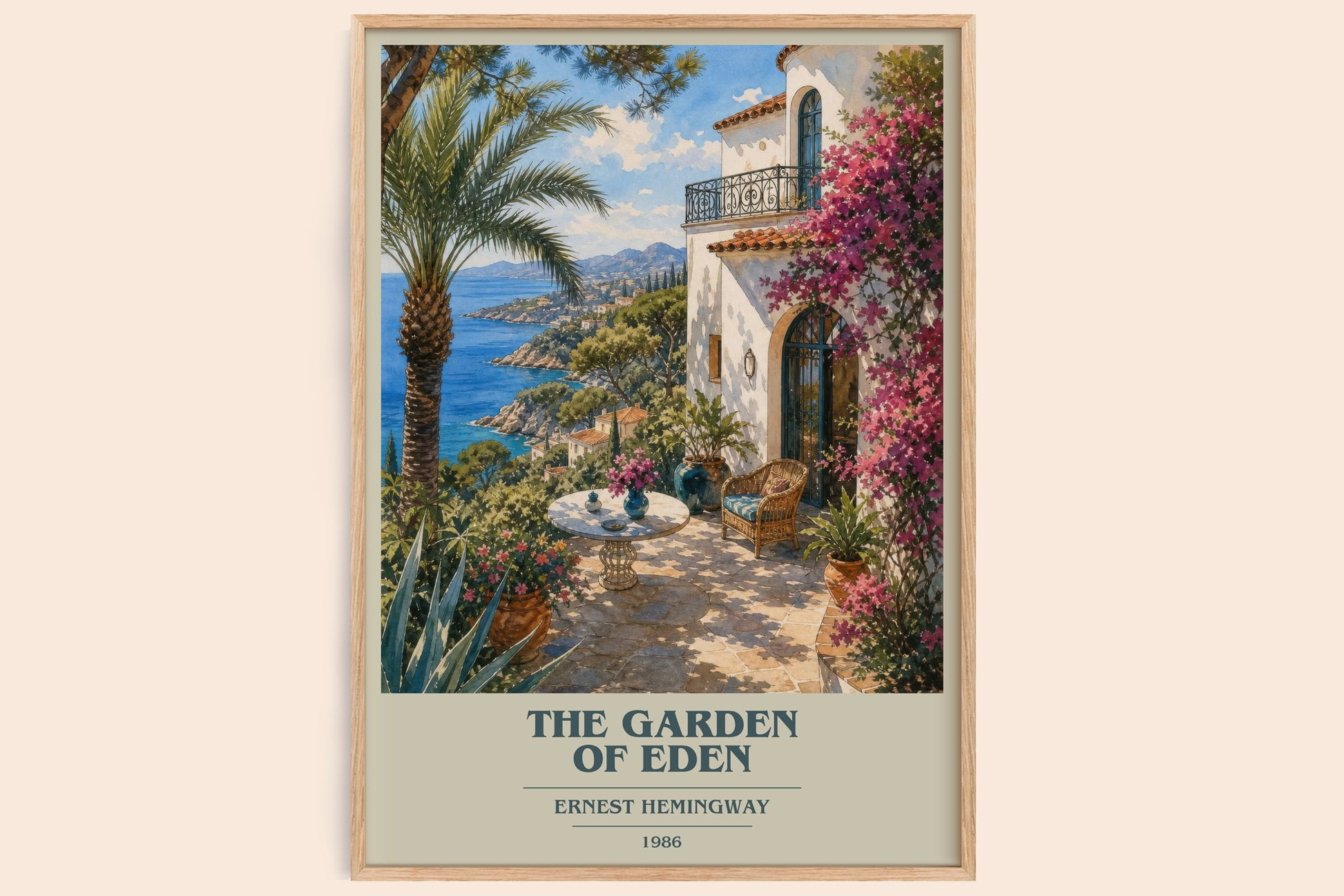 The Garden Of Eden book cover book poster by Ernest Hemingway – framed literary art print