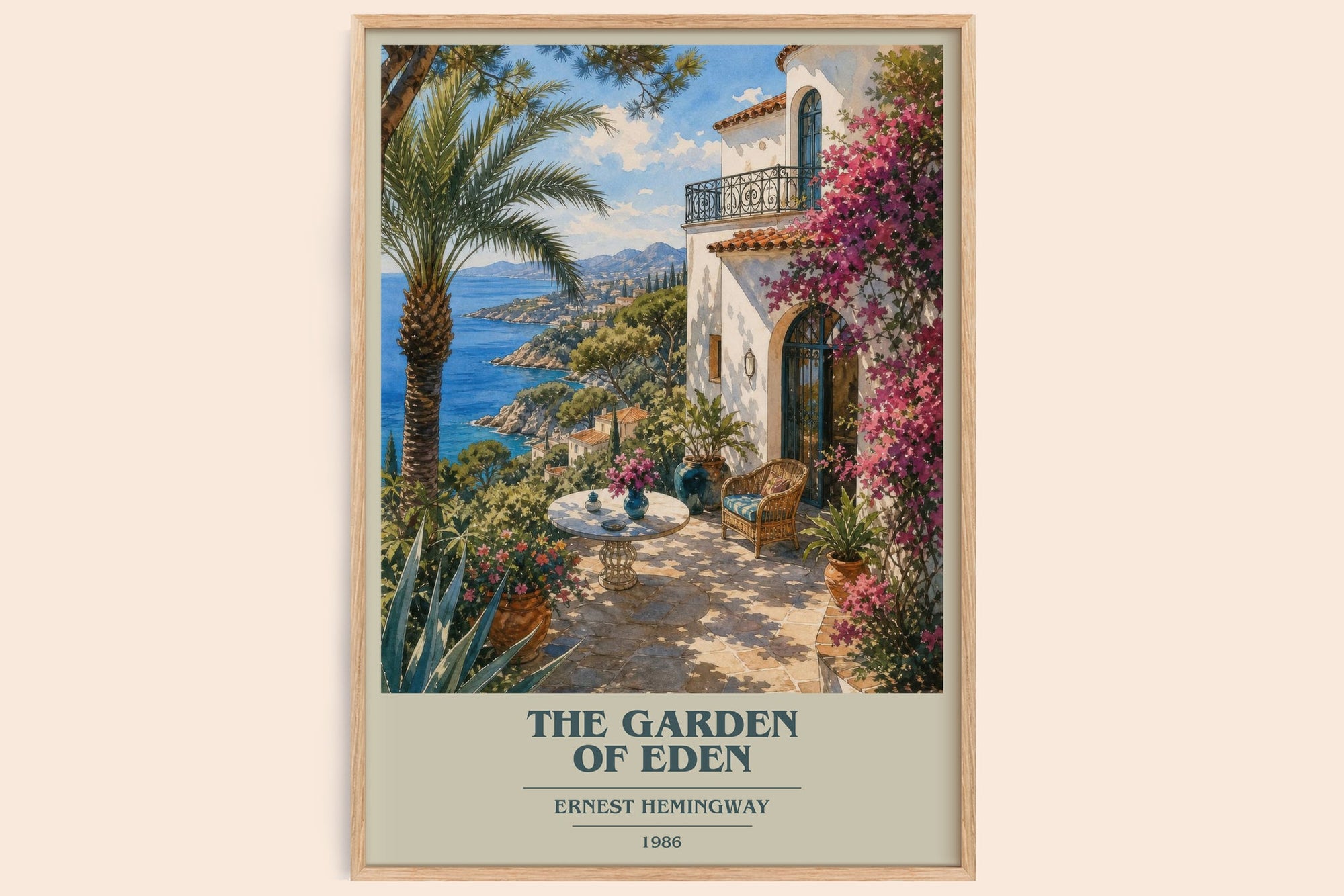 The Garden Of Eden book cover book poster by Ernest Hemingway – framed literary art print