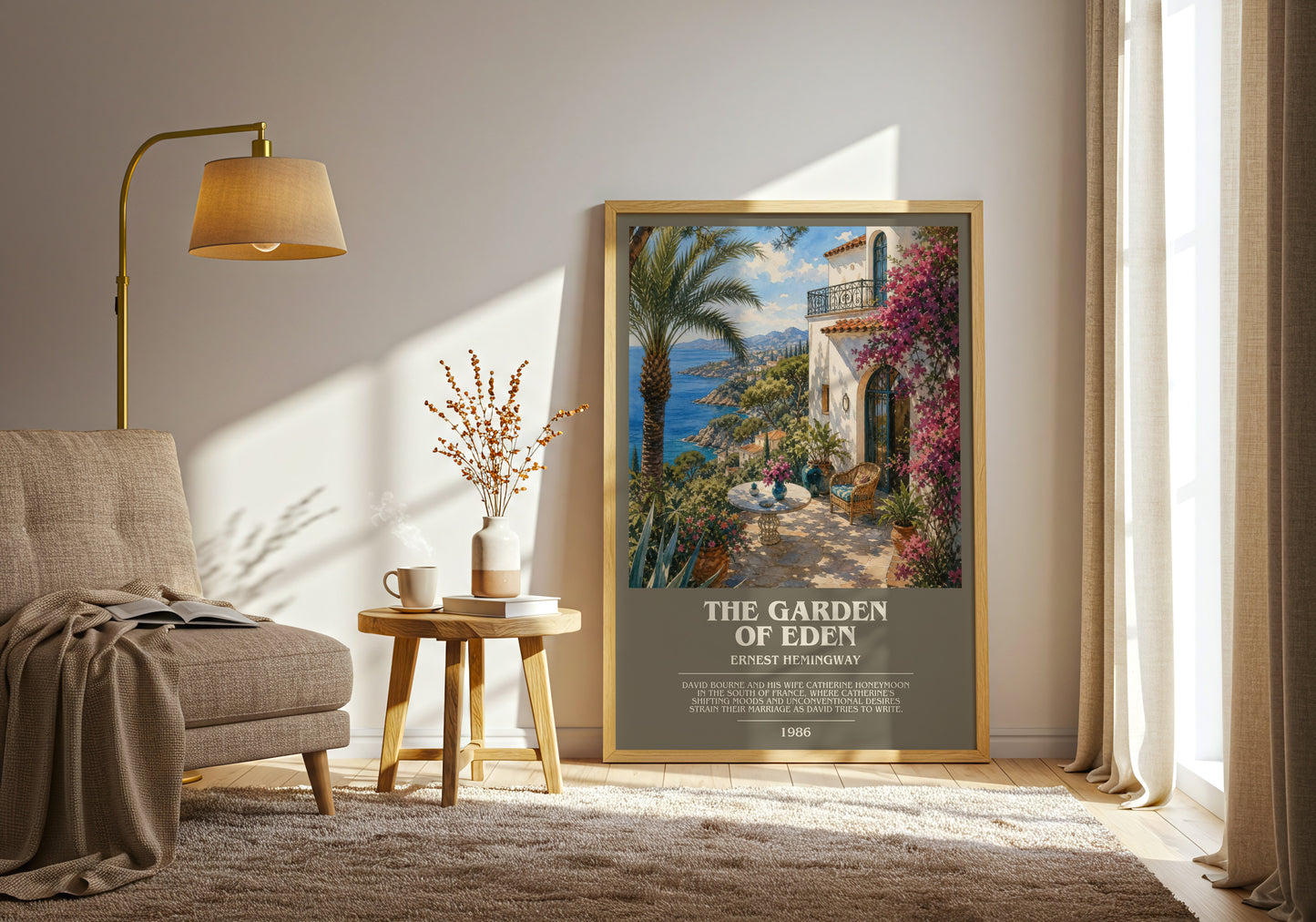 The Garden Of Eden bookish print on bookshelf – Ernest Hemingway fan gift