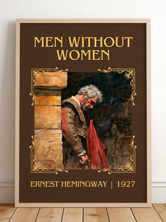 Men Without Women Classic Book Art Print by Ernest Hemingway – framed print leaning on a wooden floor