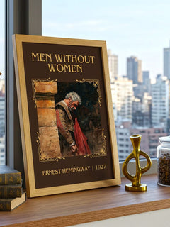 Men Without Women Classic Book Art Print by Ernest Hemingway – framed print on a city-view windowsill