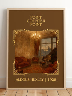 Point Counter Point Classic Book Art Print by Aldous Huxley – framed print leaning on a wooden floor