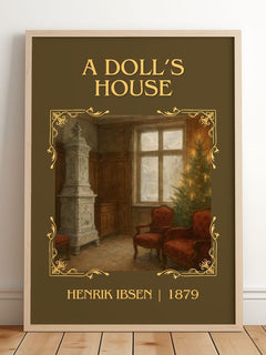 A Doll’S House Classic Book Art Print by Henrik Ibsen – framed print leaning on a wooden floor