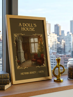 A Doll’S House Classic Book Art Print by Henrik Ibsen – framed print on a city-view windowsill