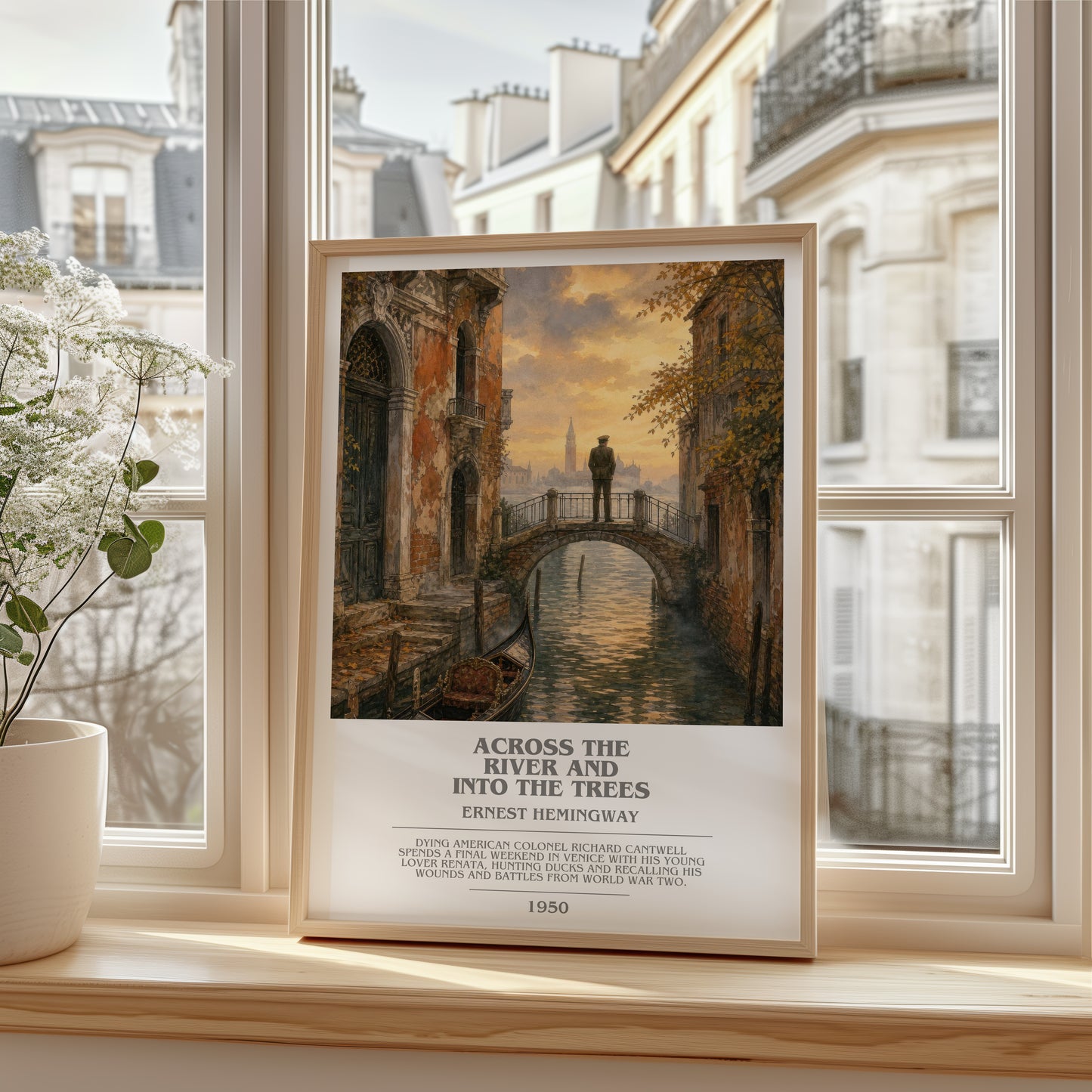 Across The River And Into The Trees bookish poster colour and style options – Ernest Hemingway book art