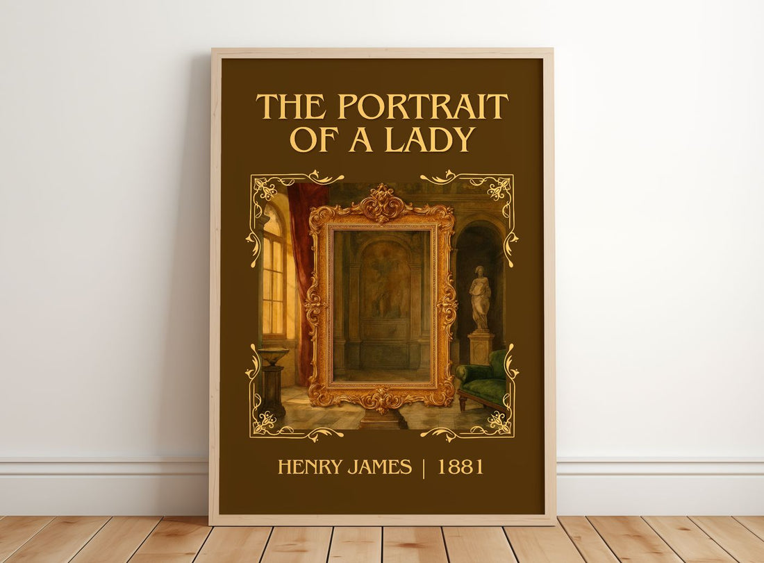 The Portrait Of A Lady Classic Book Art Print by Henry James – framed print leaning on a wooden floor