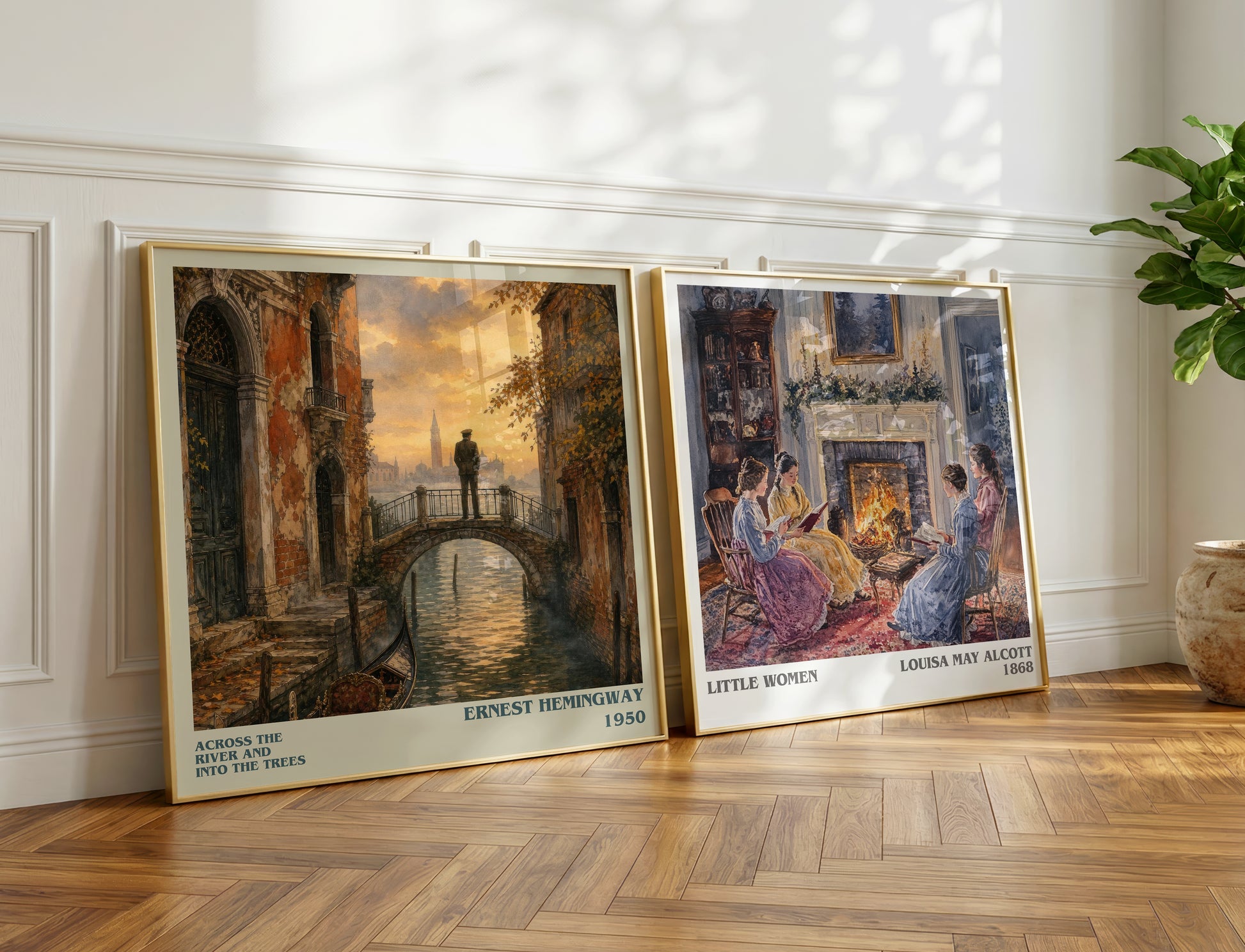 Across The River And Into The Trees literary print on bookshelf – Ernest Hemingway fan gift