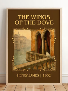 The Wings Of The Dove Classic Book Art Print by Henry James – framed print leaning on a wooden floor