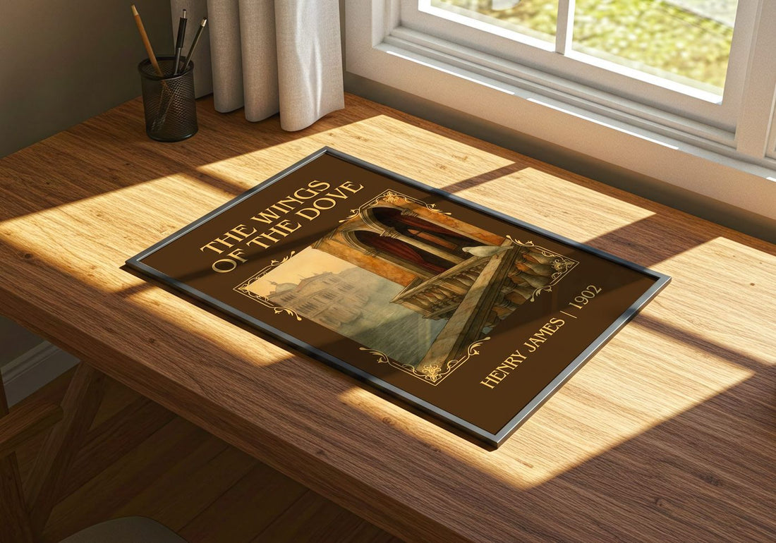 The Wings Of The Dove Classic Book Art Print by Henry James – print on a sunlit desk