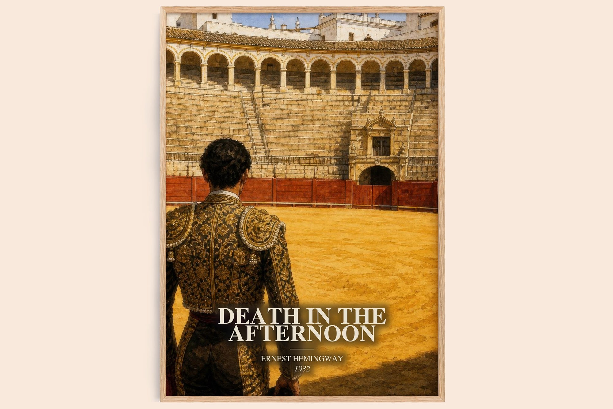 Death In The Afternoon watercolour book poster by Ernest Hemingway – framed literary art print
