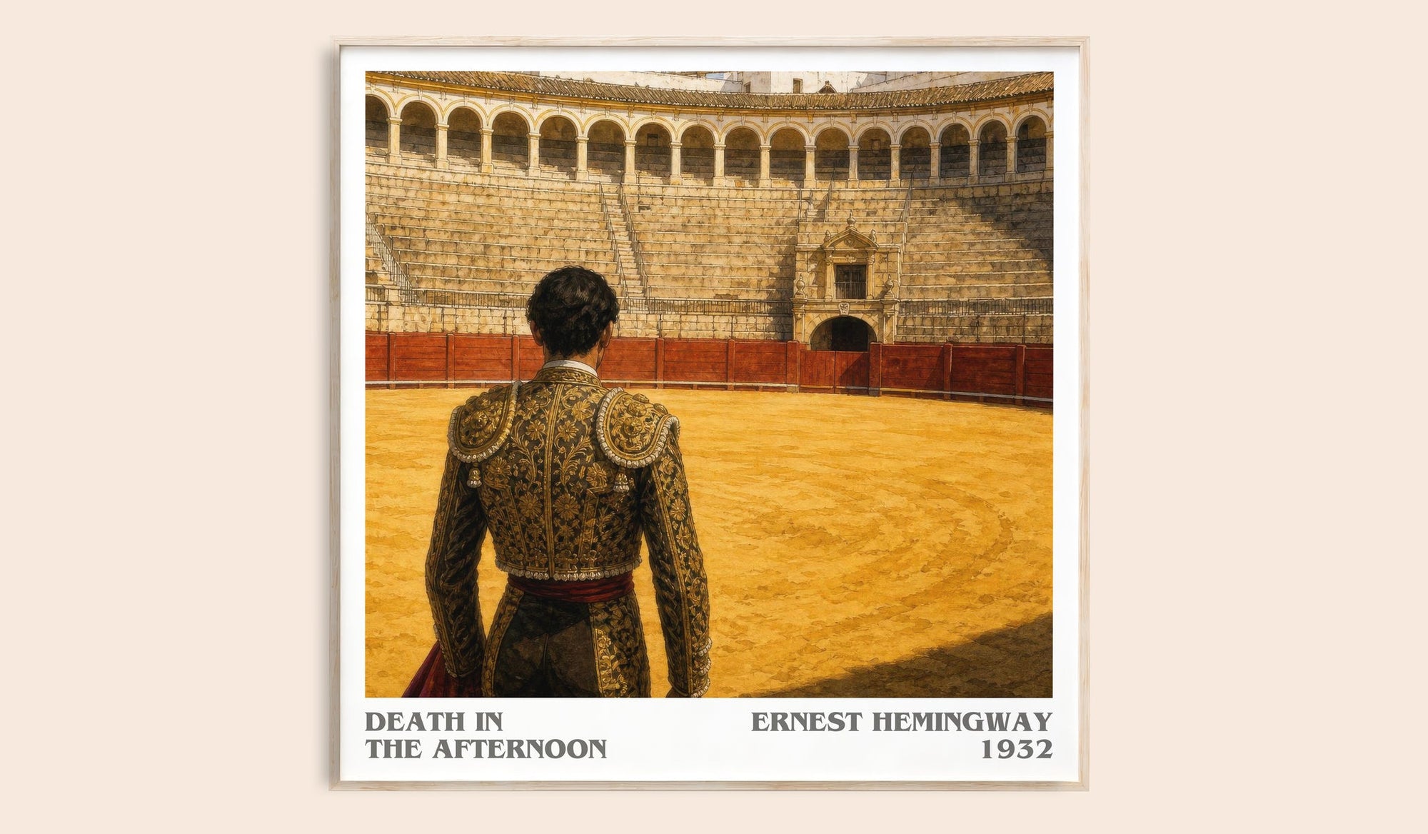 Death In The Afternoon literary book poster by Ernest Hemingway – framed literary art print