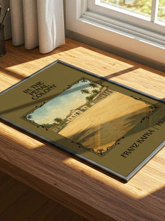 In The Penal Colony Classic Book Art Print by Franz Kafka – print on a sunlit desk