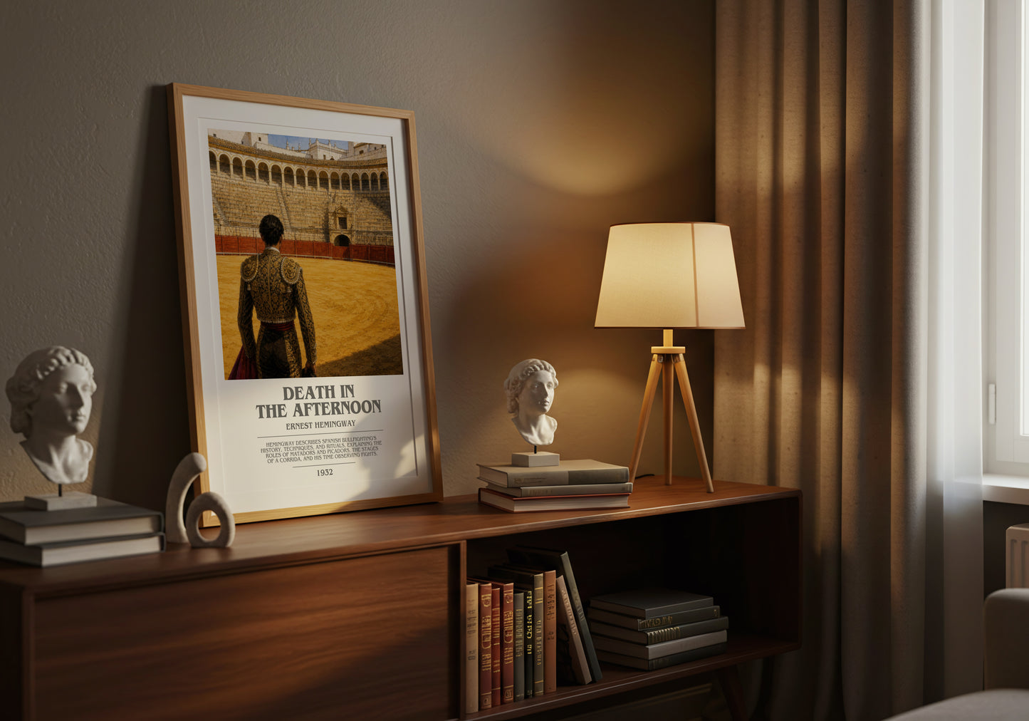 Death In The Afternoon bookish book poster framed on wall – non fiction wall art