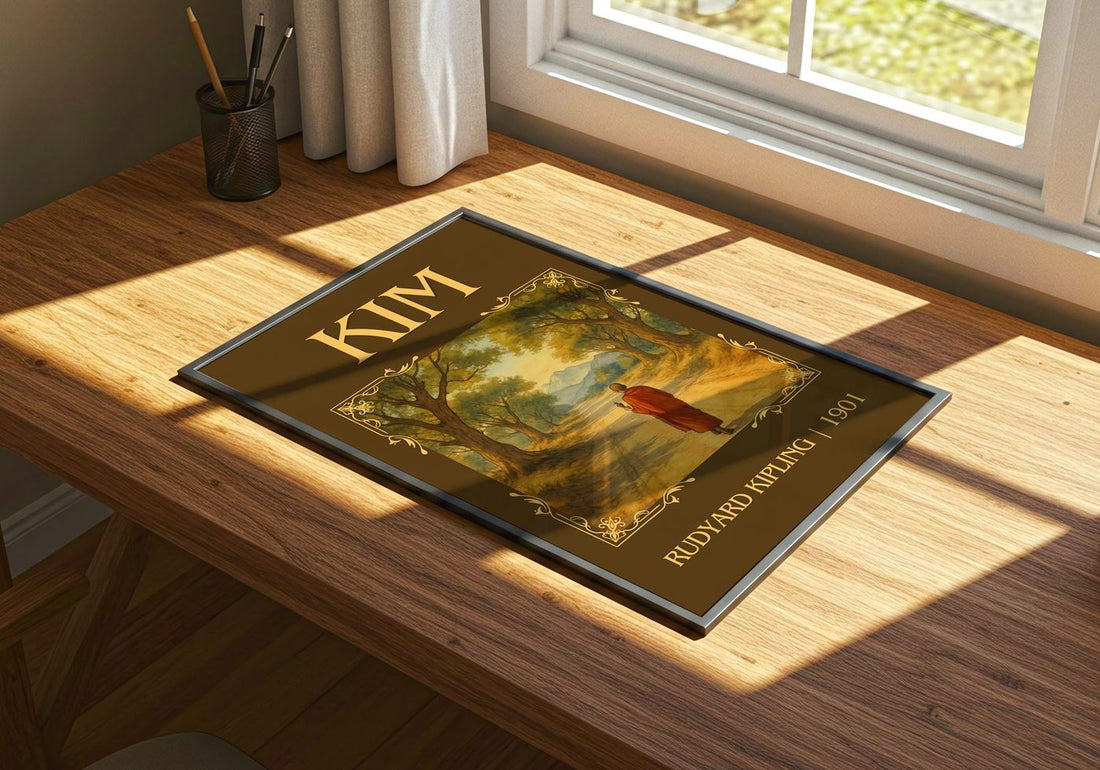 Kim Classic Book Art Print by Rudyard Kipling – print on a sunlit desk