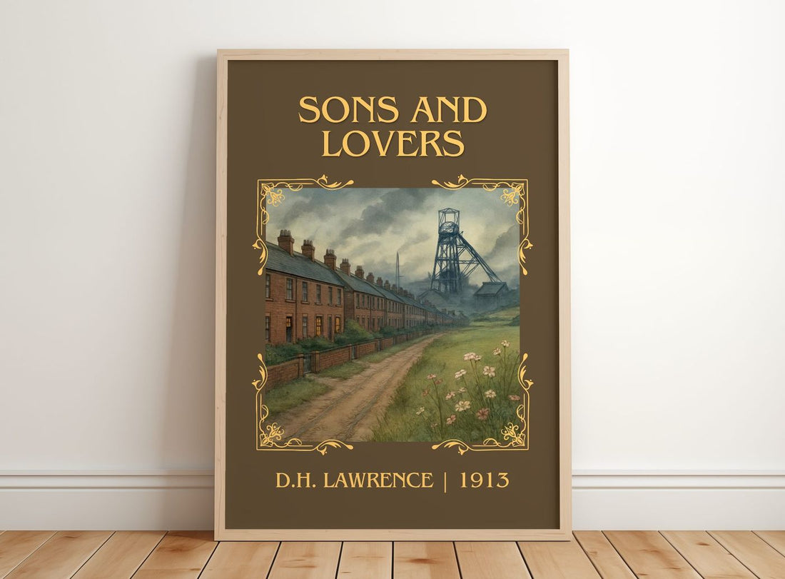 Sons And Lovers Classic Book Art Print by D.H. Lawrence – framed print leaning on a wooden floor