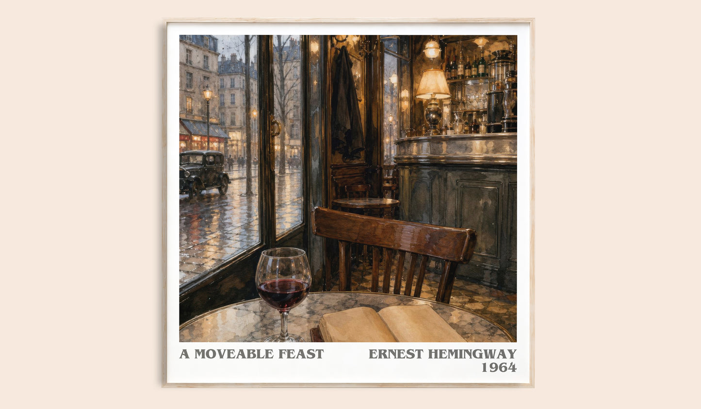 A Moveable Feast literary book poster by Ernest Hemingway – framed literary art print