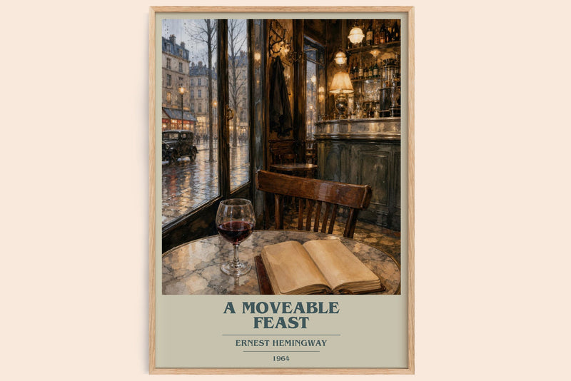 A Moveable Feast book cover book poster by Ernest Hemingway – framed literary art print