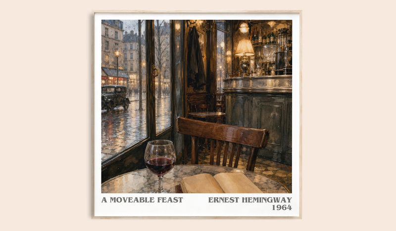 A Moveable Feast literary book poster by Ernest Hemingway – framed literary art print
