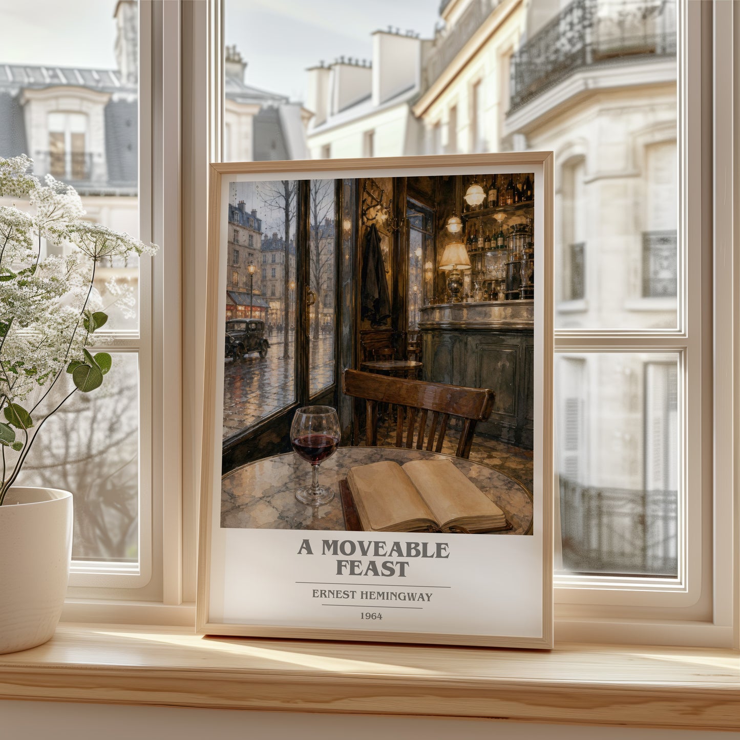 A Moveable Feast book cover poster colour and style options – Ernest Hemingway book art