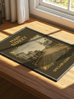 Main Street Classic Book Art Print by Sinclair Lewis – print on a sunlit desk