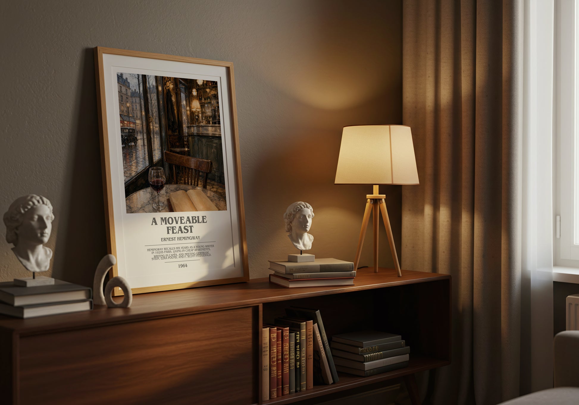 A Moveable Feast bookish book poster framed on wall – memoir wall art