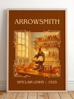 Arrowsmith Classic Book Art Print by Sinclair Lewis – framed print leaning on a wooden floor