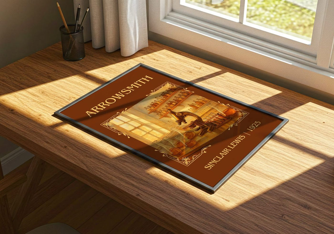 Arrowsmith Classic Book Art Print by Sinclair Lewis – print on a sunlit desk