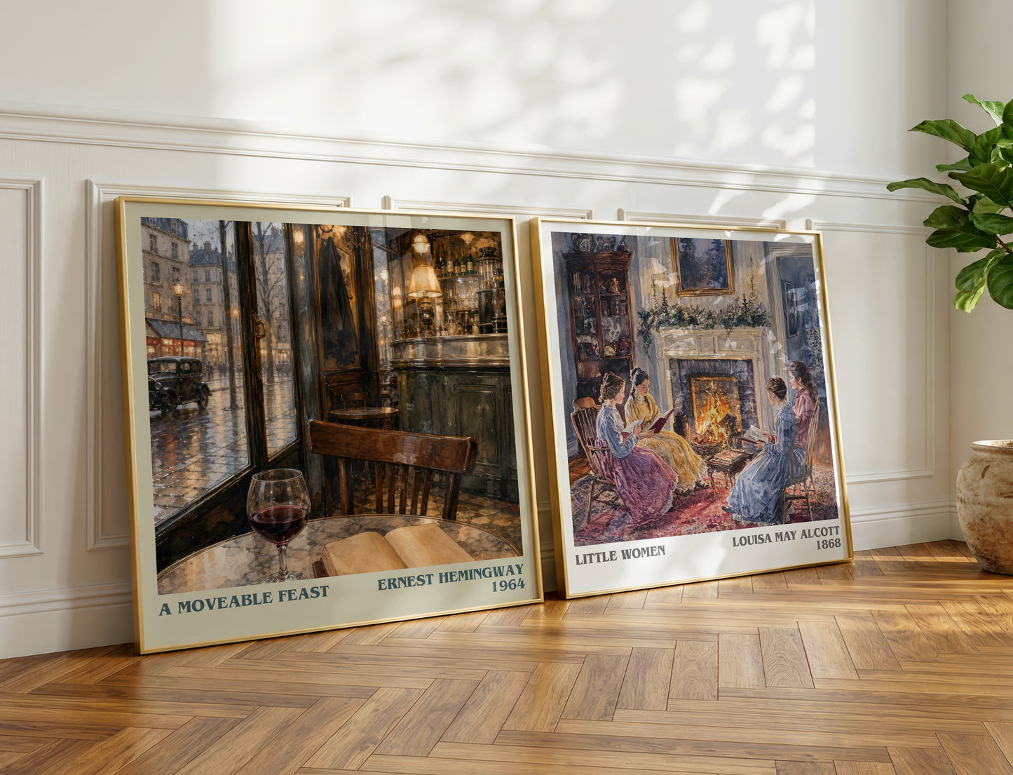A Moveable Feast literary print on bookshelf – Ernest Hemingway fan gift