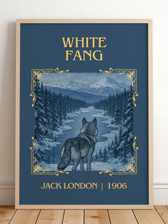 White Fang Classic Book Art Print by Jack London – framed print leaning on a wooden floor